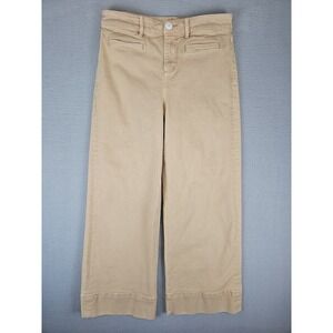 LOFT Pants Size 28x25 Beige High Waist Wide Leg Crop Costal Summer BOHO